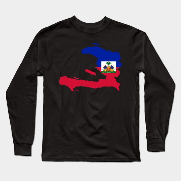 HAITIAN MAP FLAG Long Sleeve T-Shirt by Pro Melanin Brand